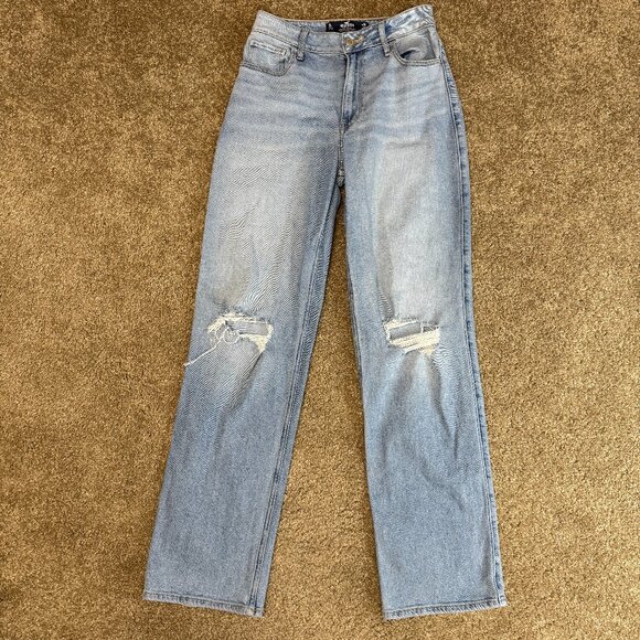 Hollister Dad Jeans Womens 3L 26x33 Blue Cotton Vintage Stretch Ultra High Rise - Picture 1 of 15